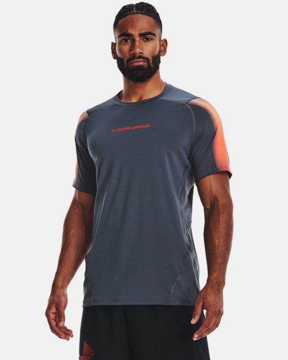 Men's HeatGear® Fitted Short Sleeve in Gray image number 0
